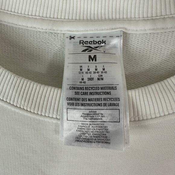 Reebok Women's Medium Big Logo Spell Out Hit Crewneck Sweatshirt White/Black - Picture 3 of 6